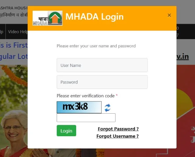 MHADA Konkan First Come First Serve Lottery Login